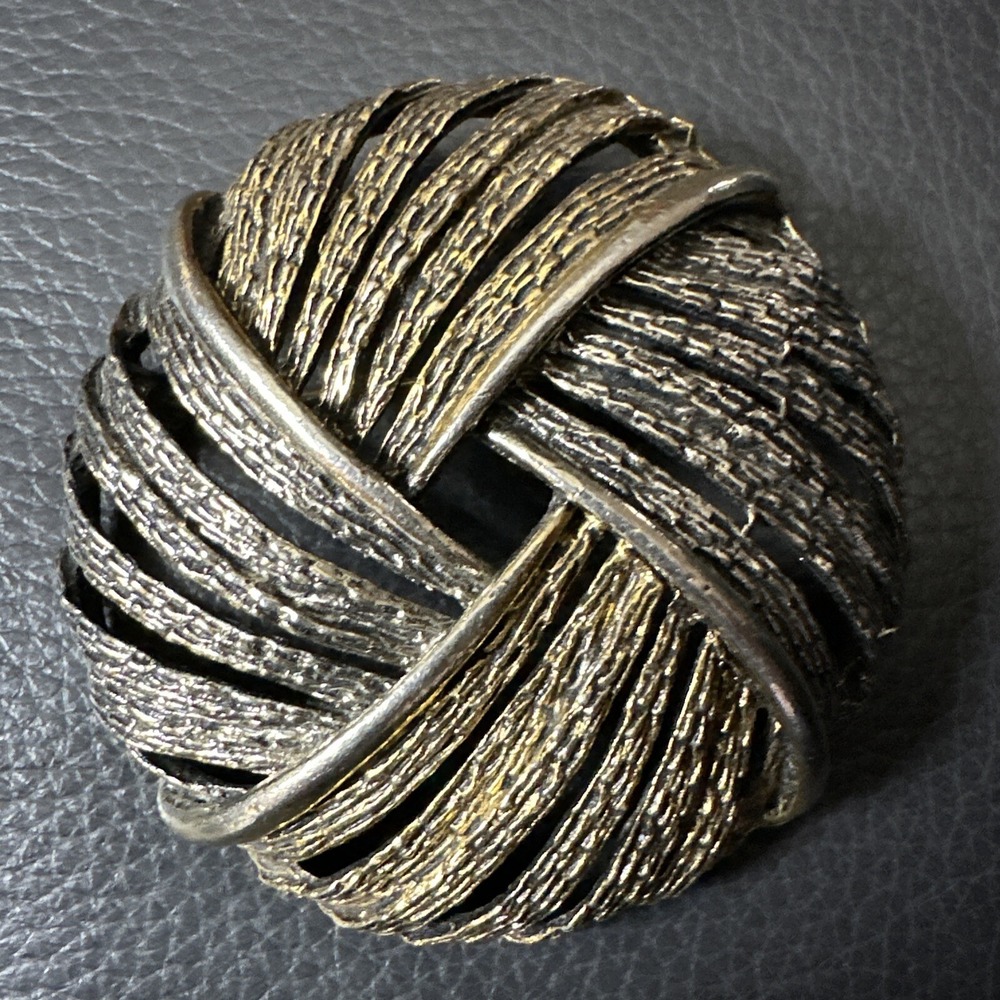 Vintage ARTHUR PEPPER Signed ART Two Tone Silver Gold Round Brooch Pin
